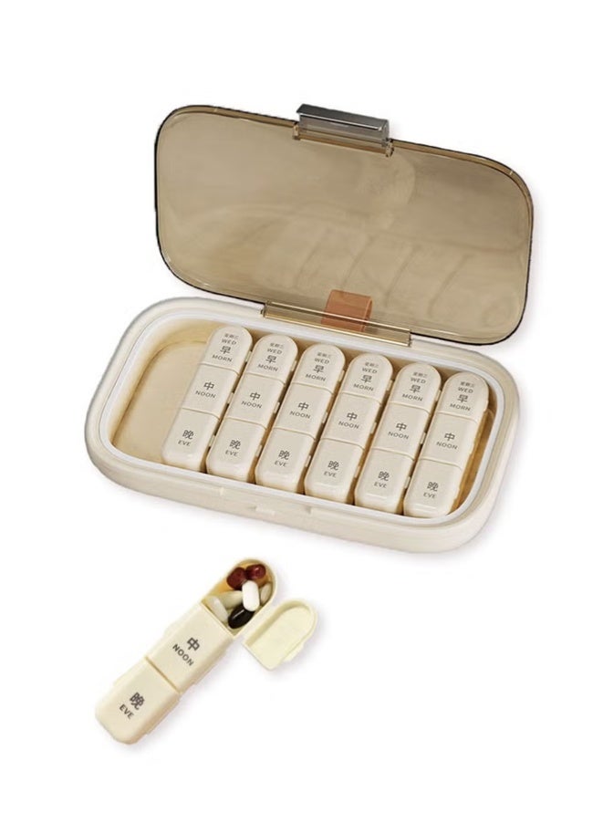 Portable medicine box, 7-day supply medicine box, 21 compartments, waterproof, mildew-proof and moisture-proof daily medicine box, Suitable for Storing Medicine, Vitamin, Supplement,Travel Pill Box. - Image 1